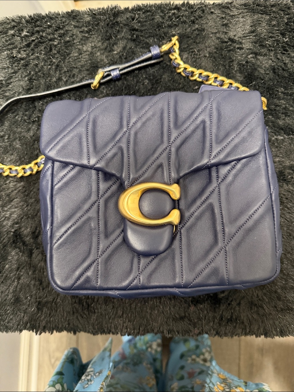 Quilted Navy Leather Times Square Tabby